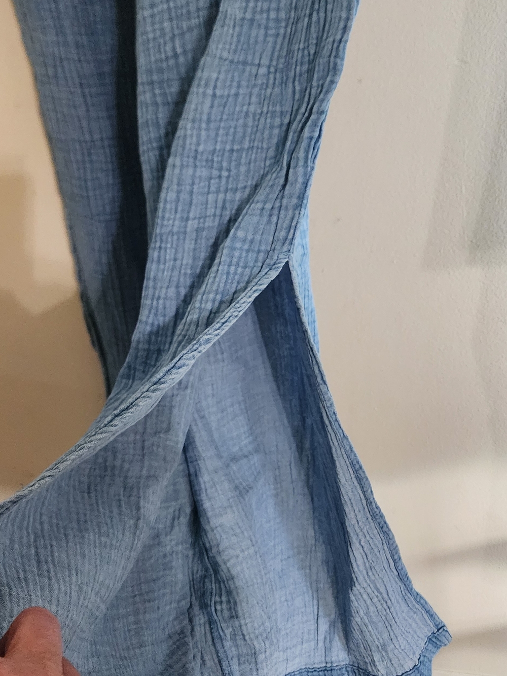 Aerie Blue Gauze Smocked Waist Wide Leg Pants with Side Slit Sz XL - Picture 4 of 5